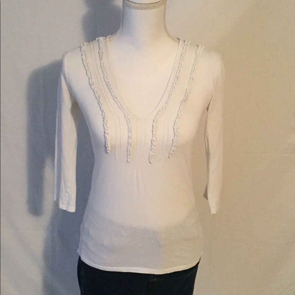 Gap White Ruffle Front Long Sleeve Top Women’s XS